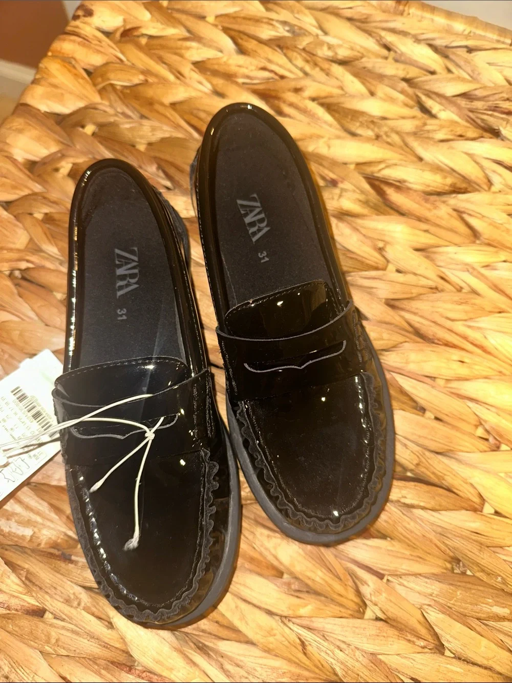 Zara Black Patent Kids Penny Loafers